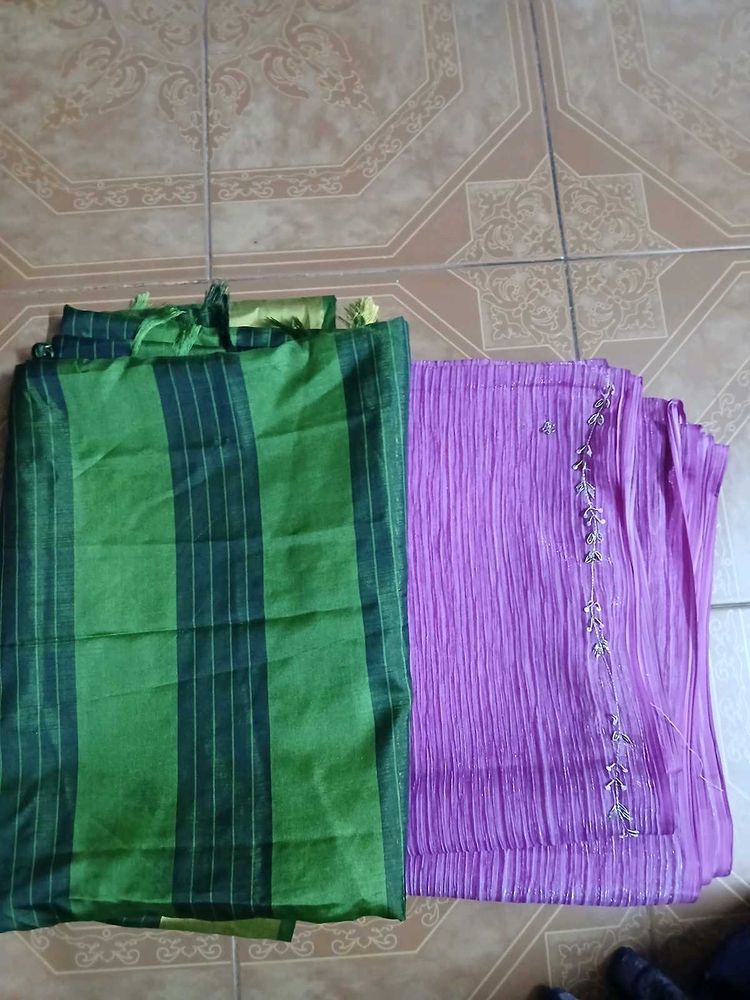Sarees - Green &amp; Purple Fabrics
