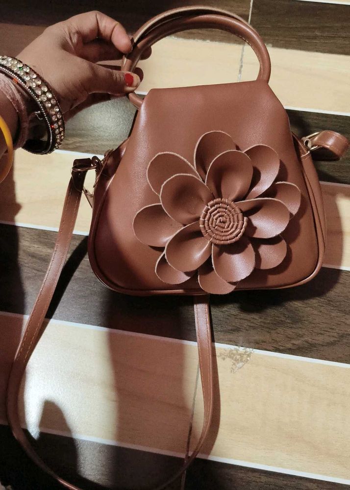Brown Flower Handbag