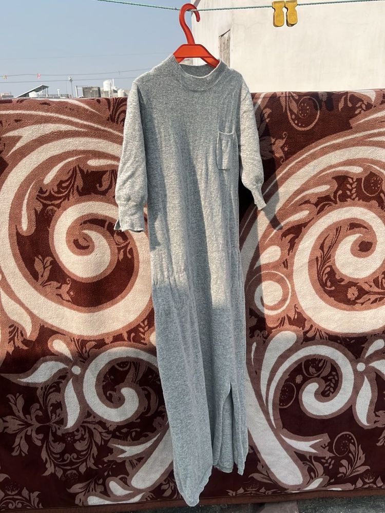 Gray Knit Maxi Dress