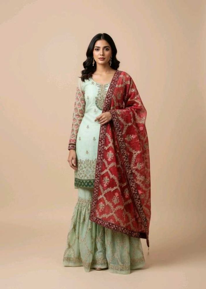 Mint Green Gharara Suit
