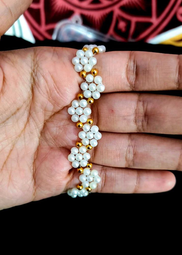 FREE SHIPPING...2 Pearl &amp; Gold Beaded Bracelet