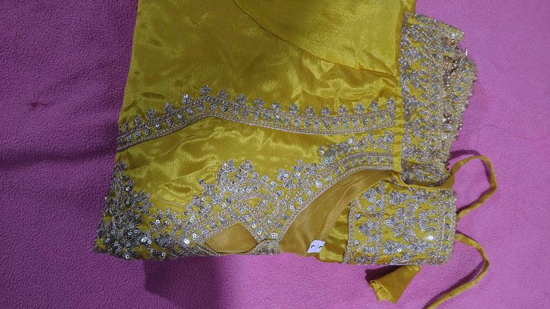 Elegant Yellow Embroidered kurti pyjama set