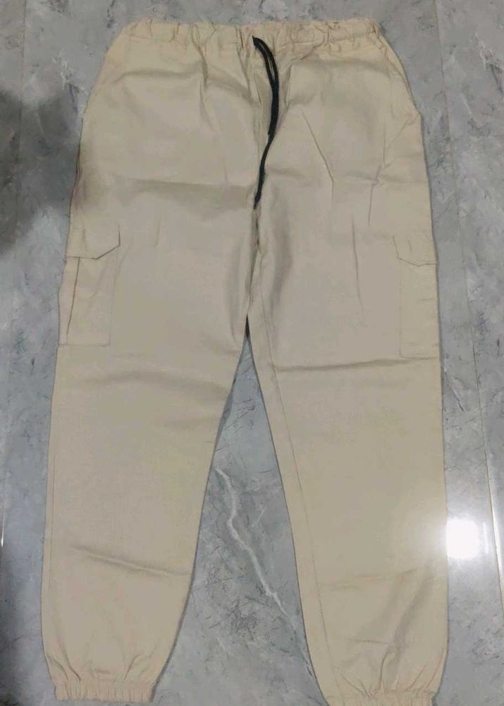 Beige Cargo Joggers