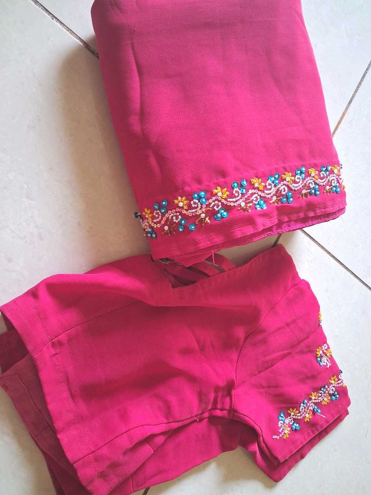 Women Festive Saree and Blouse Combo
