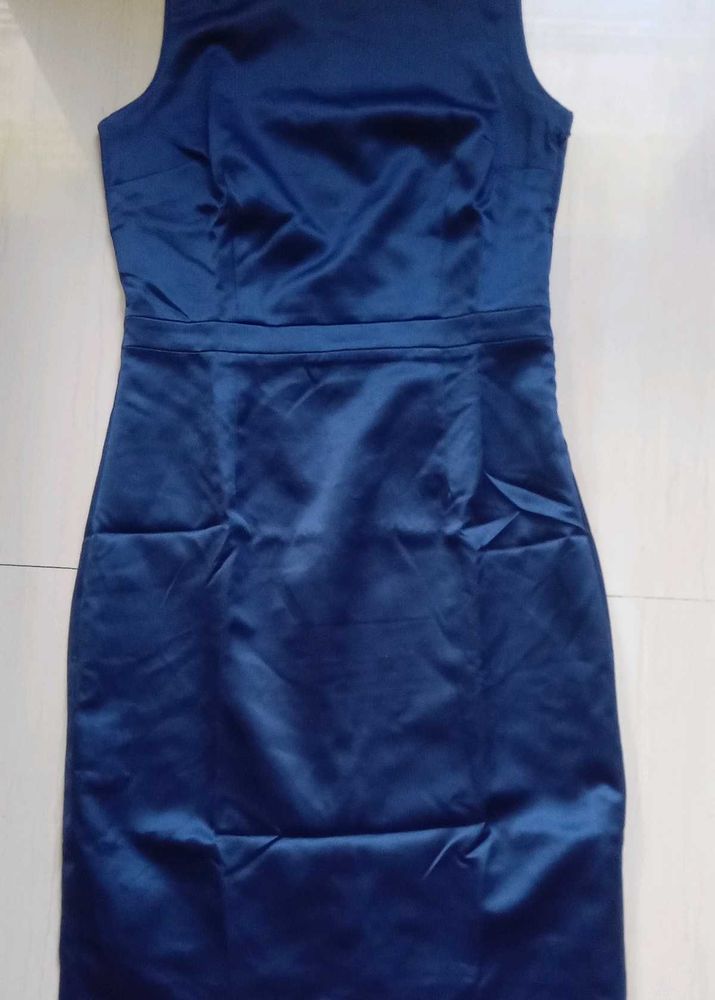 Navy Blue Satin Dress