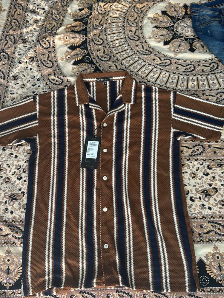 Striped Camp Collar Shirt
