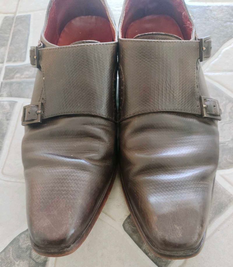 100% Genuine Leather Monk Shoes-Ruosh