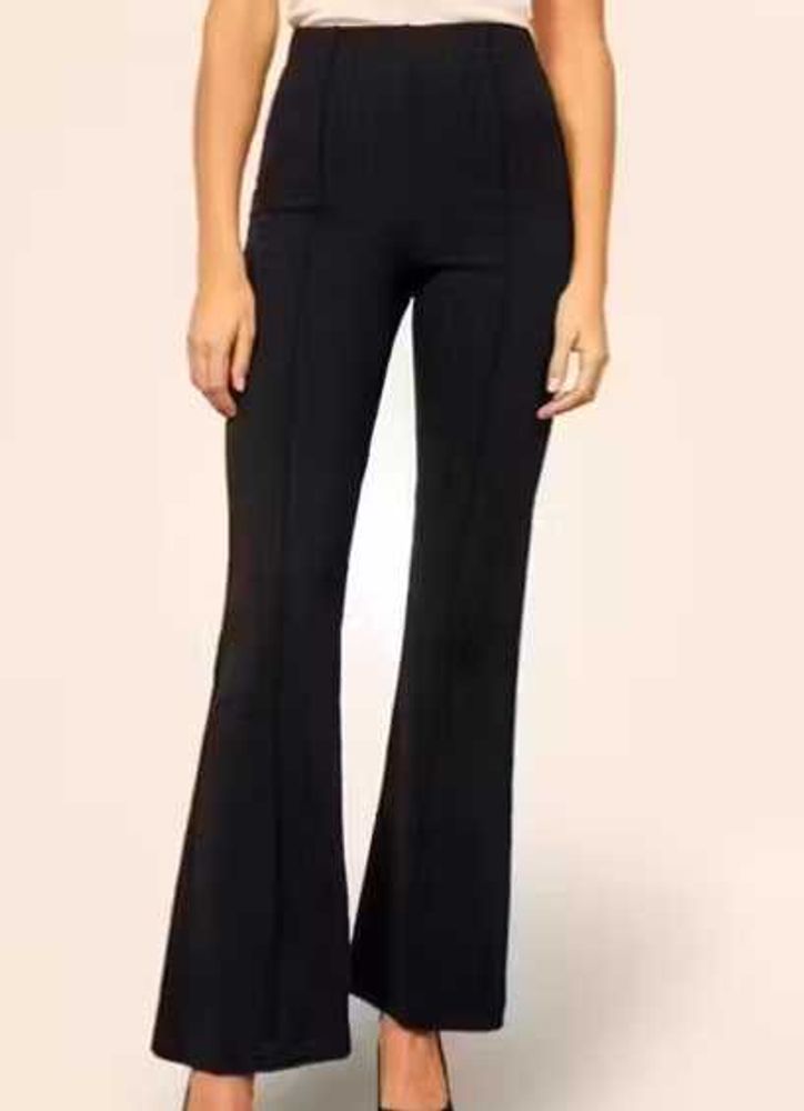 High Waist Elastic Band Black Trousers Women