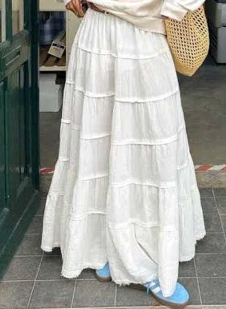 Pretty White Long Korean Skirt