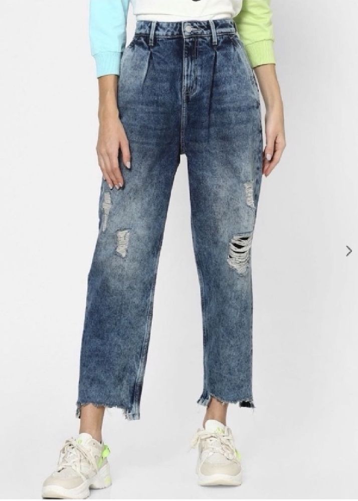 ONLYAcid-Wash Distressed Loose-FitJeans