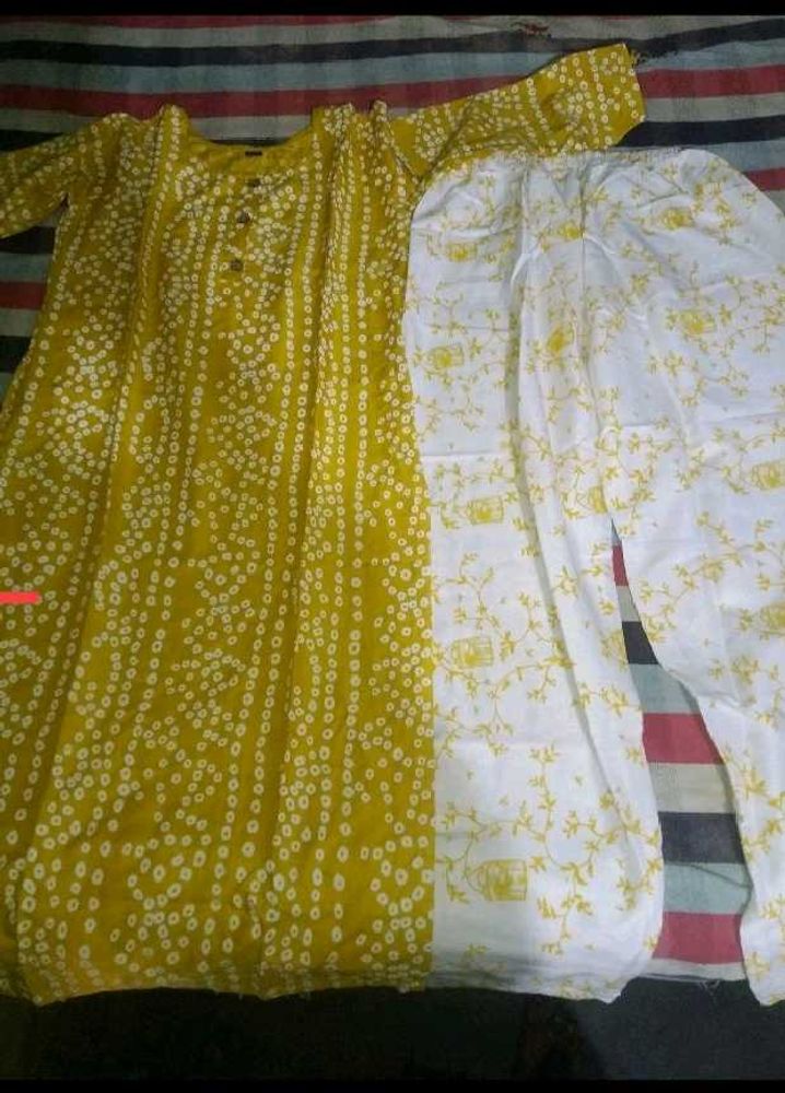 Yellow Printed Kurta Set