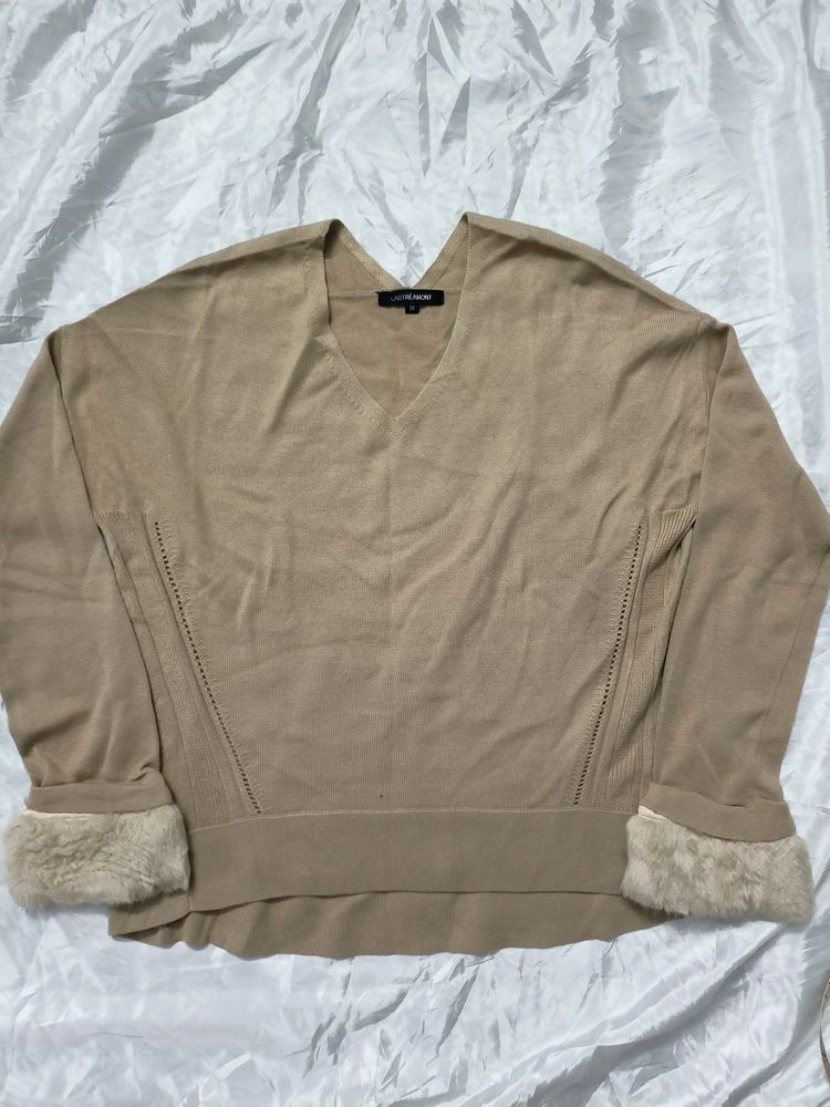 Sweater With Fur Cuffs