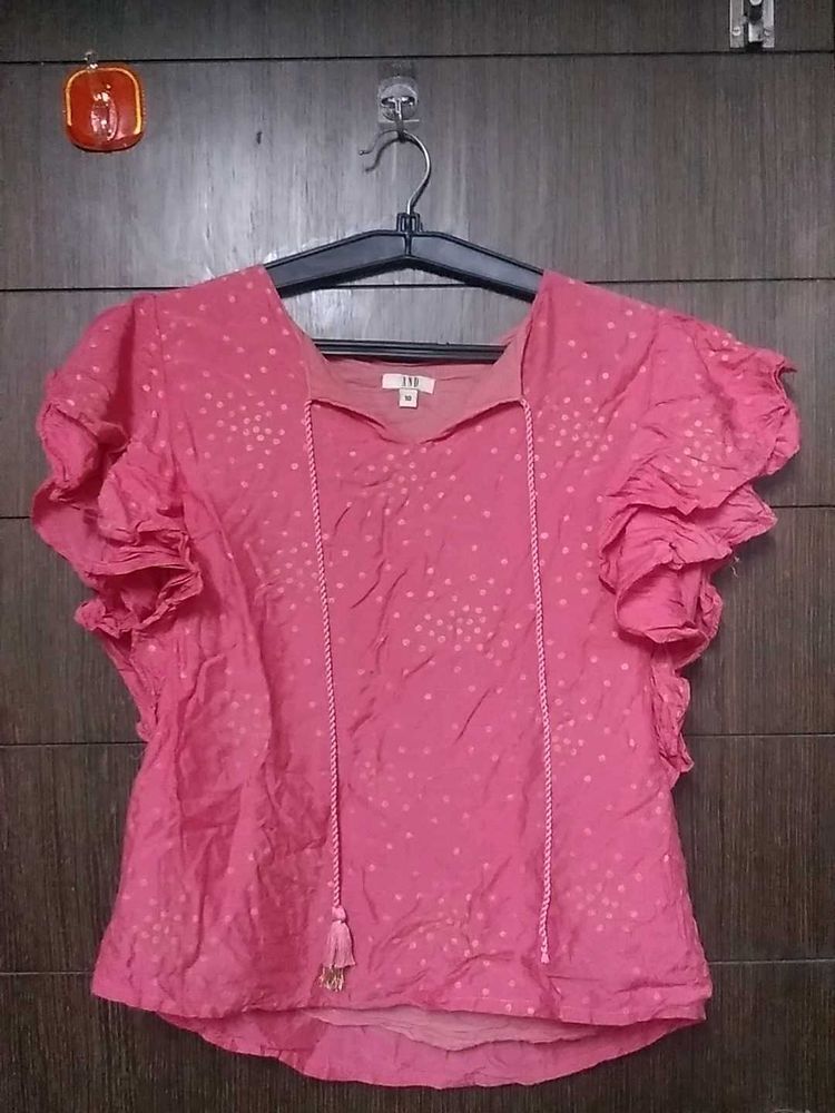 Pink Ruffle Sleeve Top