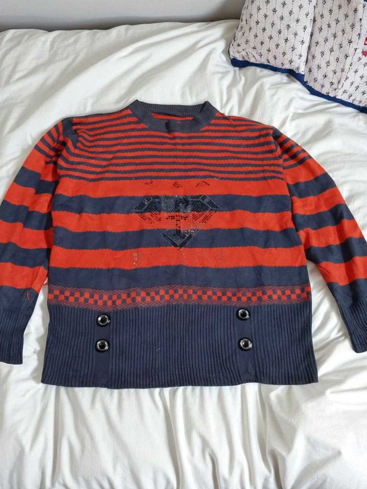 Men Striped Knit Pullover Sweater
