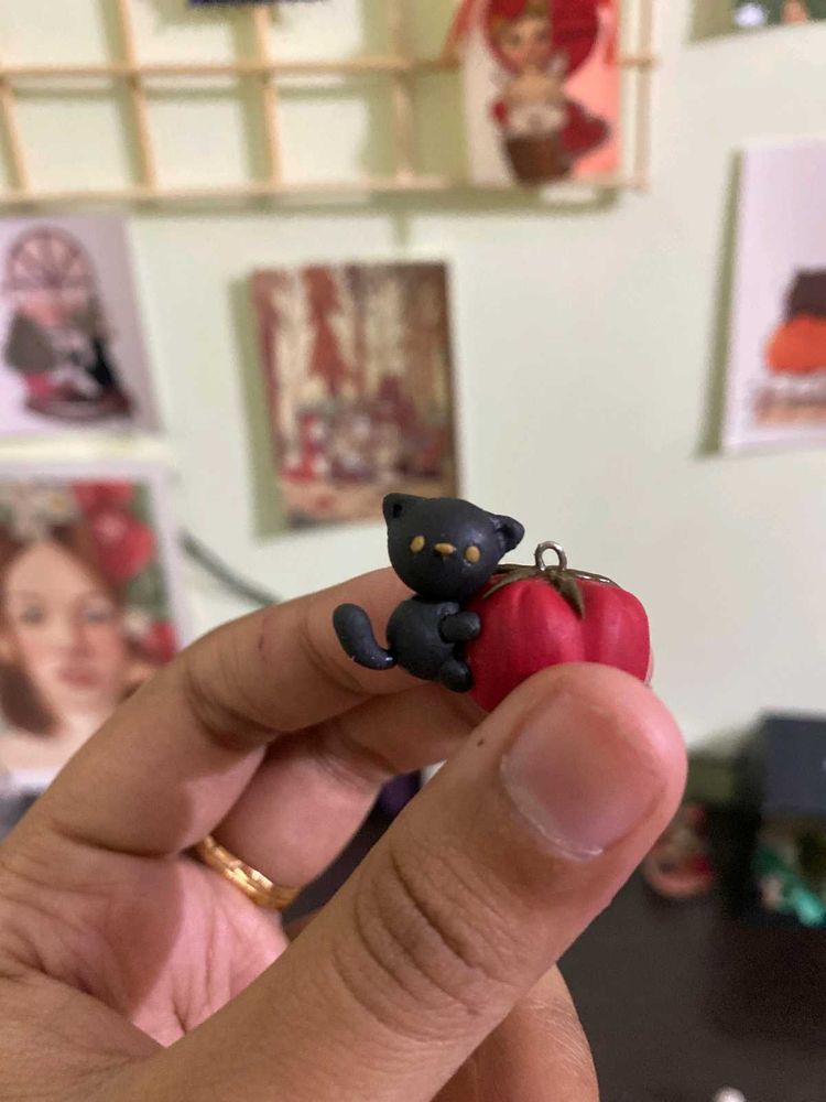 Cute tomato cat phone charm