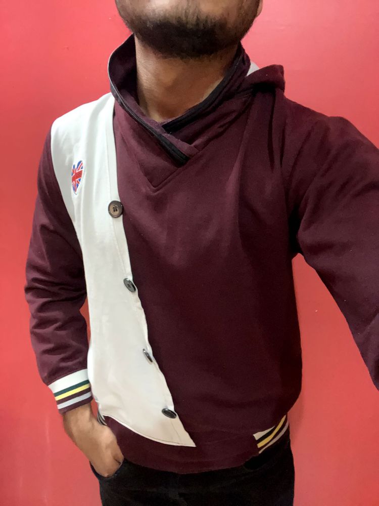 Relaxed Fit Maroon Hoodie For Men