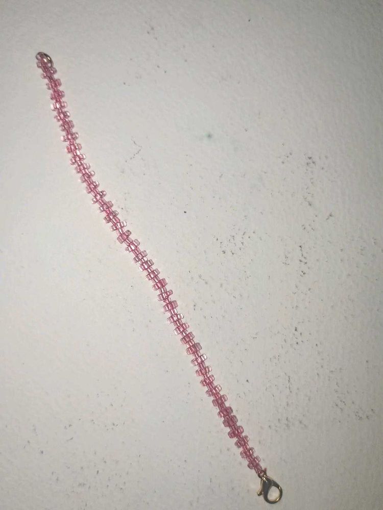Handmade Pink Beaded Bracelet