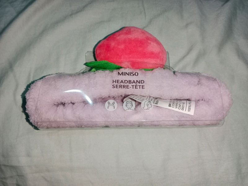 New Miniso Purple Peach Soft Headband