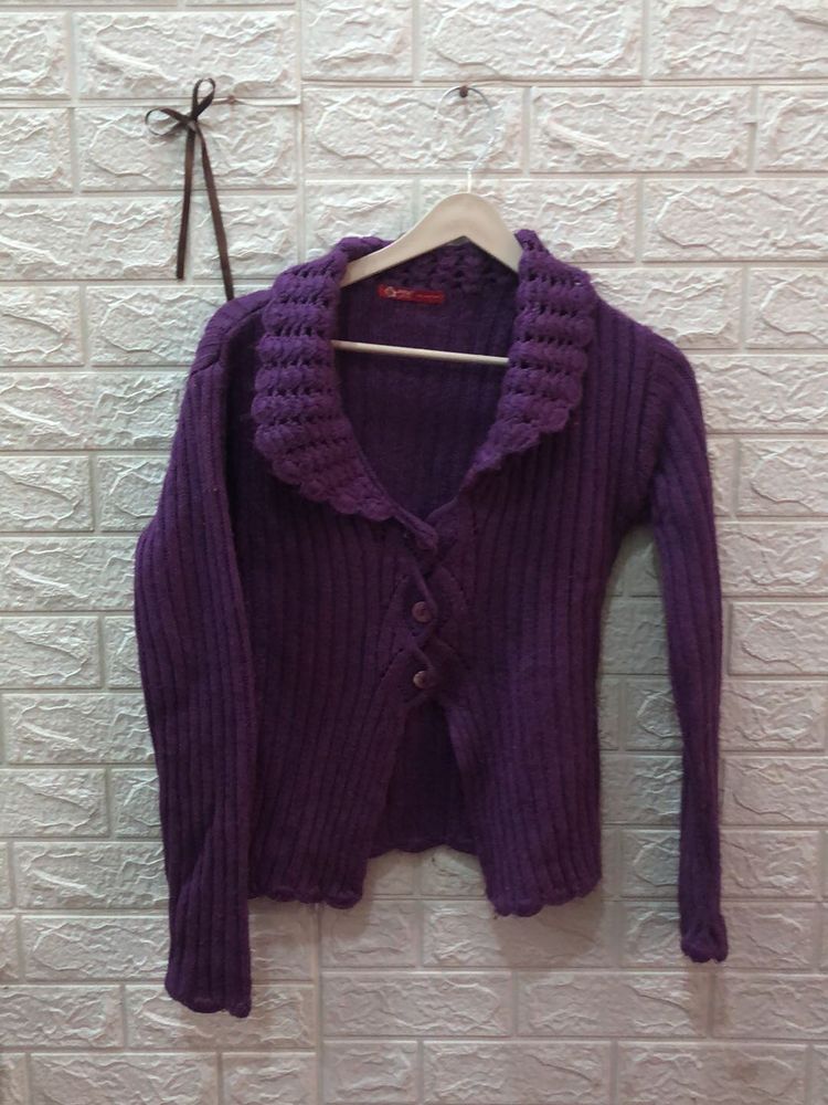 Purple Knit Cardigan