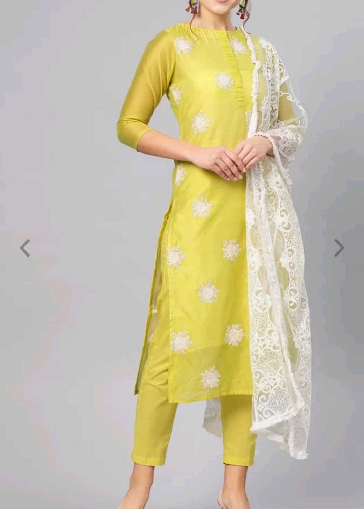 Elegant Yellow Embroidered Kurta Set