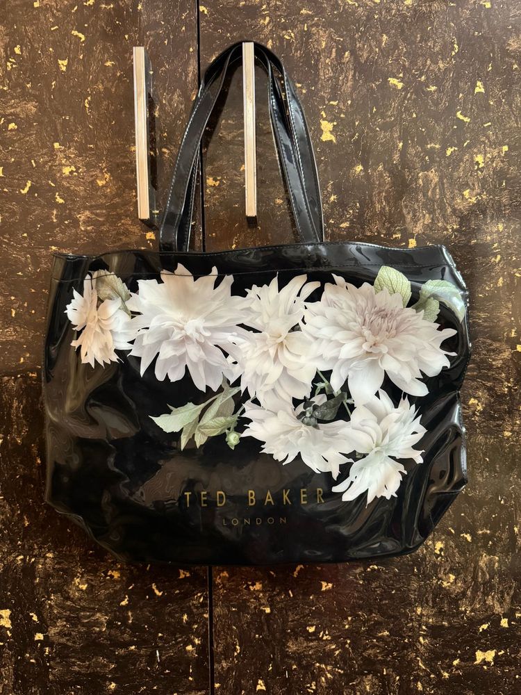 ted baker black floral tote