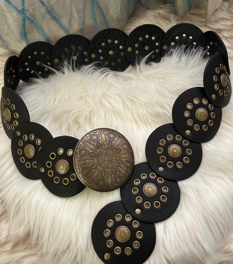 y2k vintage disc belt black