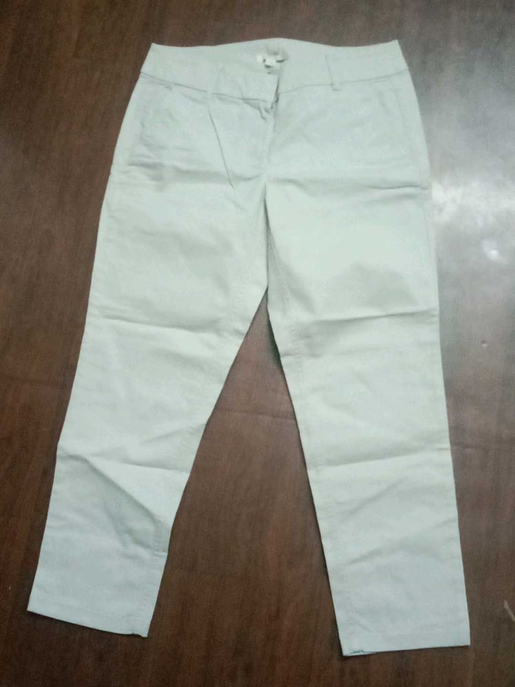 Light Grey Cotton Jeans, Ankle Length