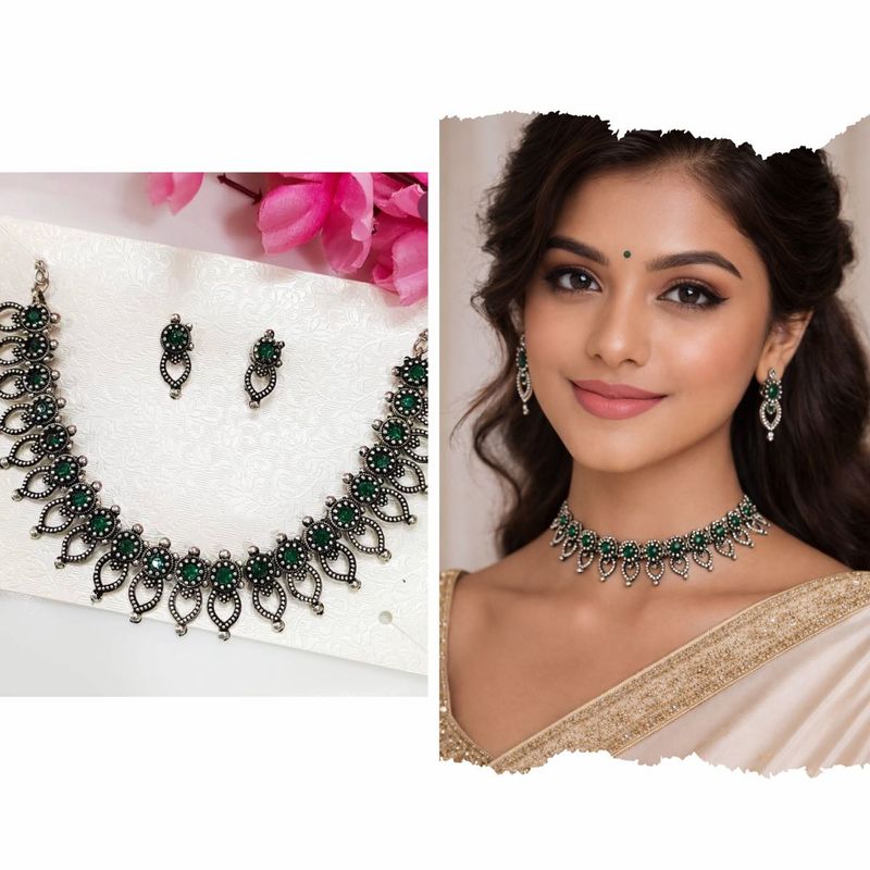 Beautiful Oxidised Necklace &amp; Earring Set