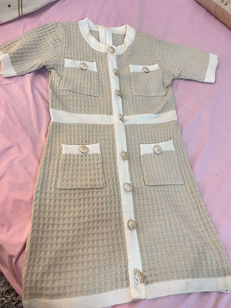 Chic Button-Front Knit Dress