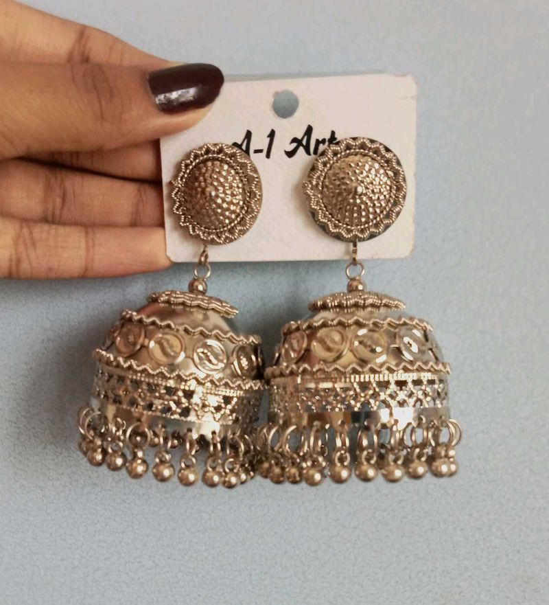 Oxidised Silver Jhumkas