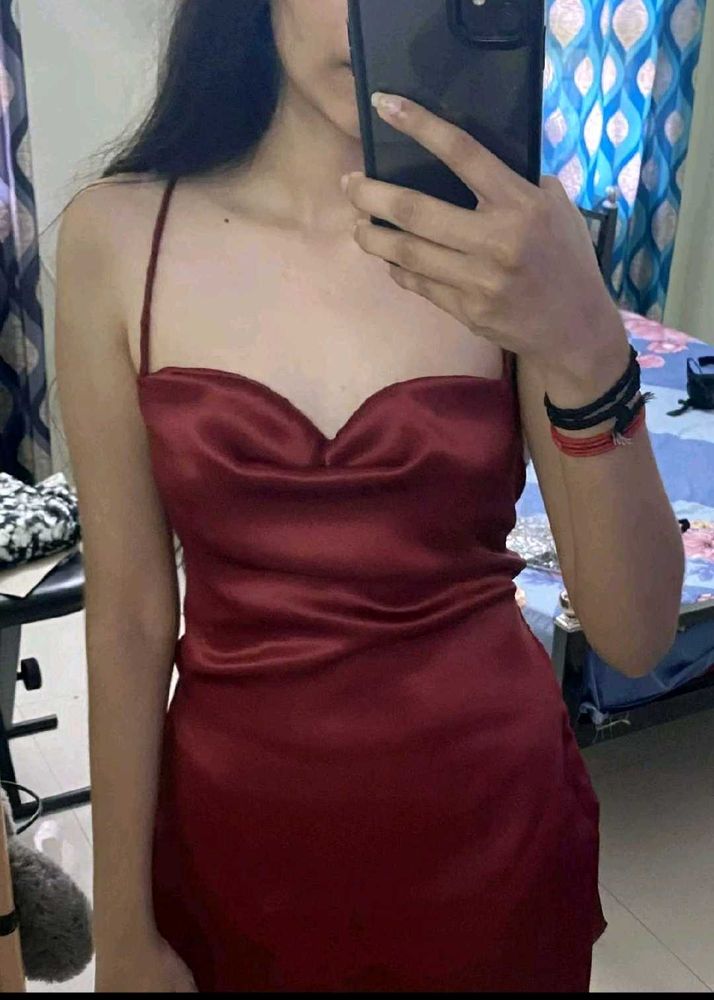 Burgundy Mini Slip Dress