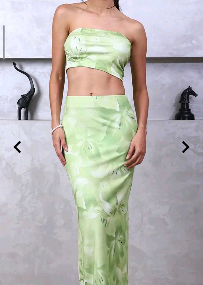 New Green Floral Two-Piece Set(Bargainable)