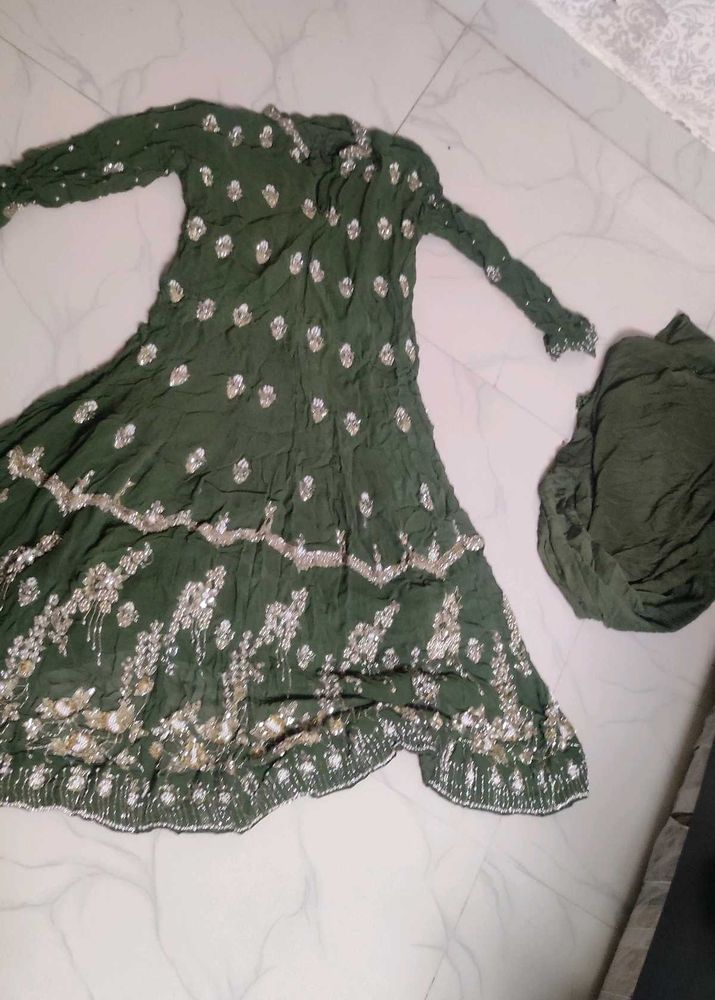 Green Embroidered Kurta Set