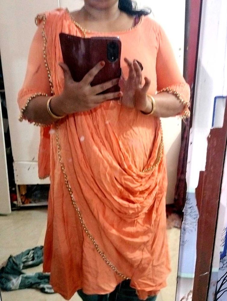 Designer Gown With Attached Dupatta