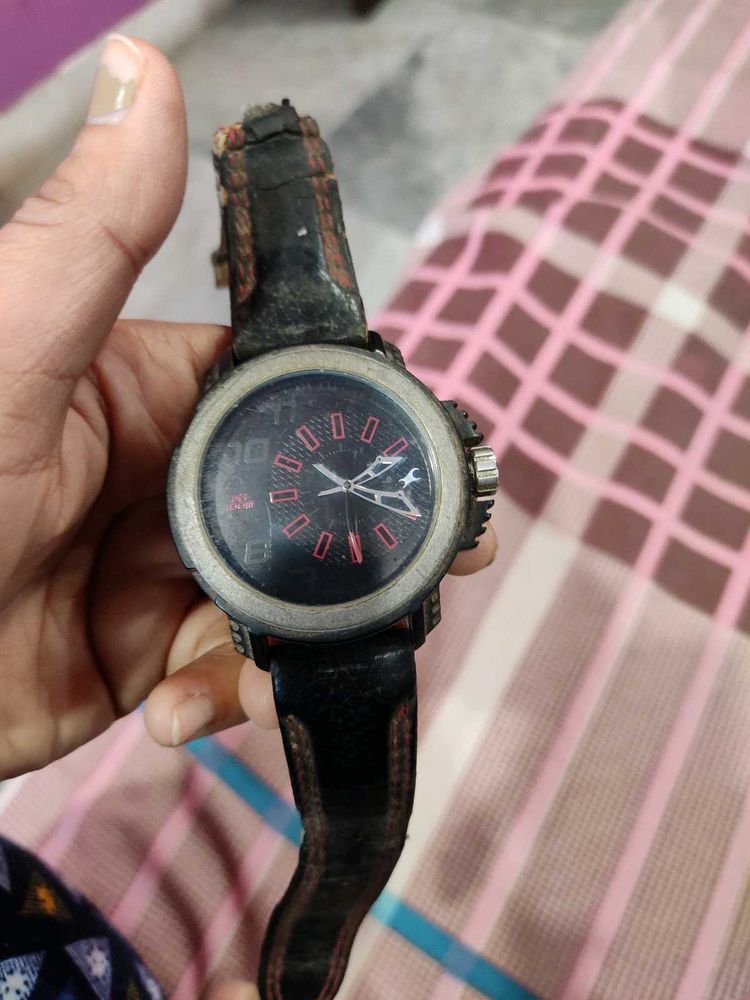 Fastrack Black &amp; Red Accented Watch