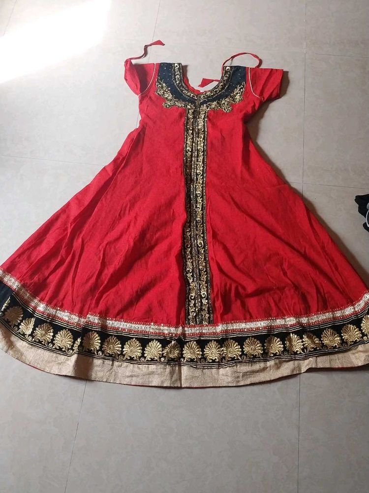 Red Embroidered Kurta Set