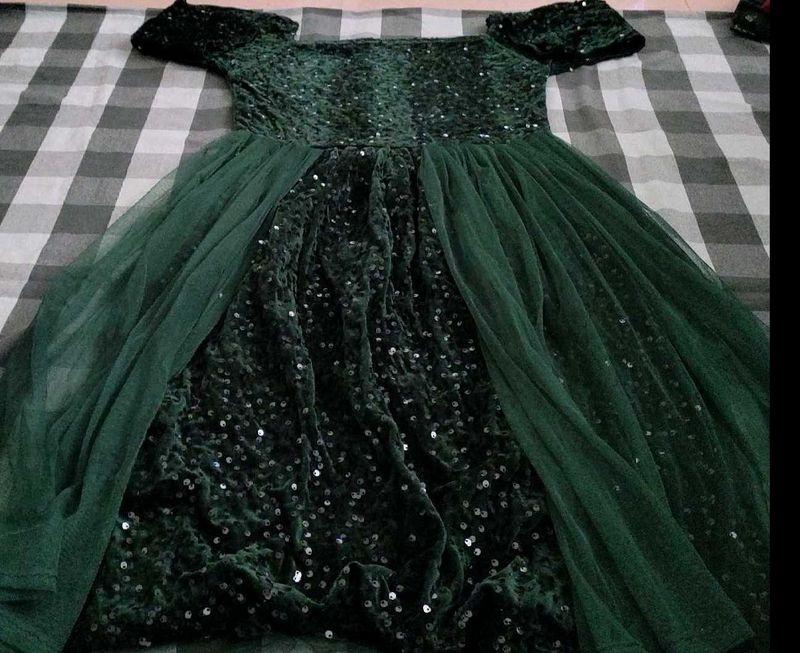 Emerald Green Sequin Dress Party Wear  Price Gown