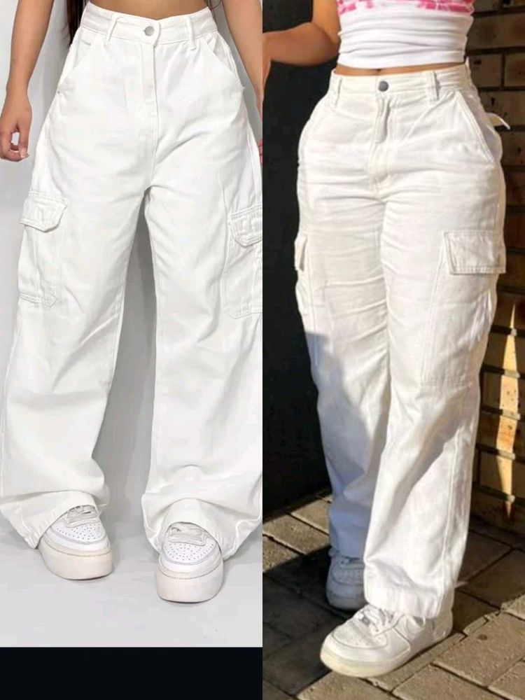 Zara Dupe White baggy Cargo Pants