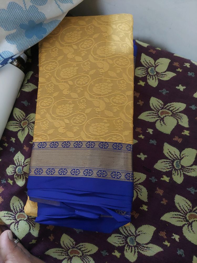 New Saree It Is Very Combination Yellow And Blue C