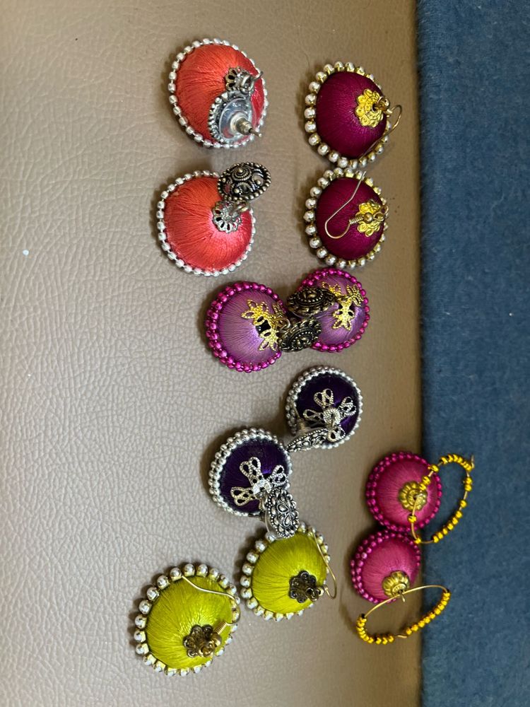 Handmade Colorful Thread Earrings