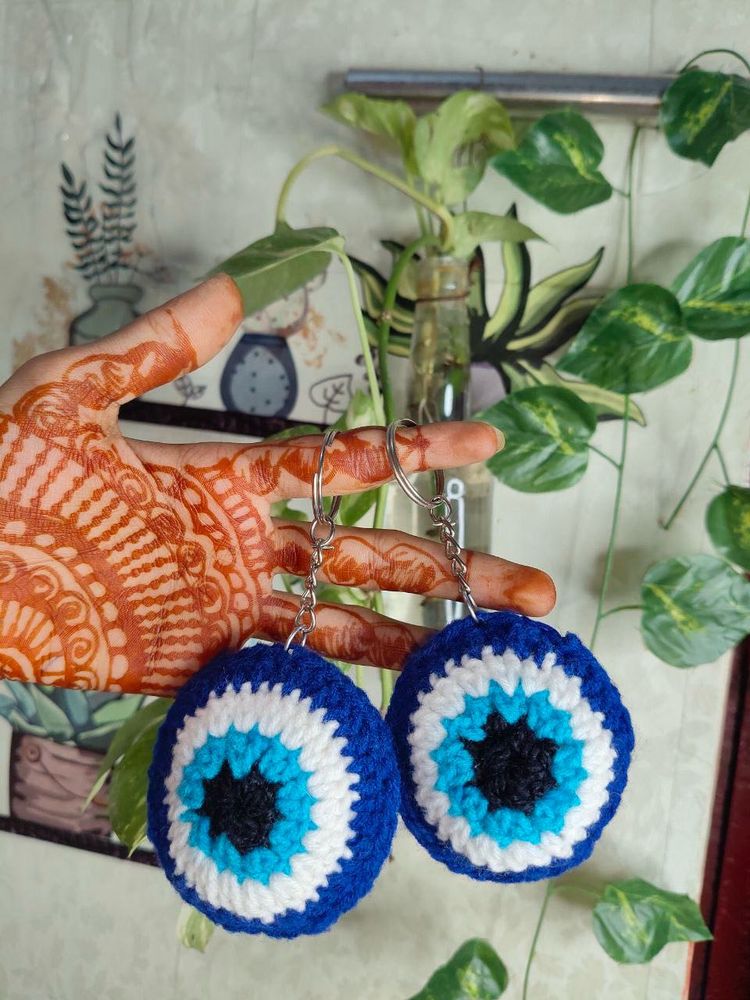 Evil Eye Crochet Keychain