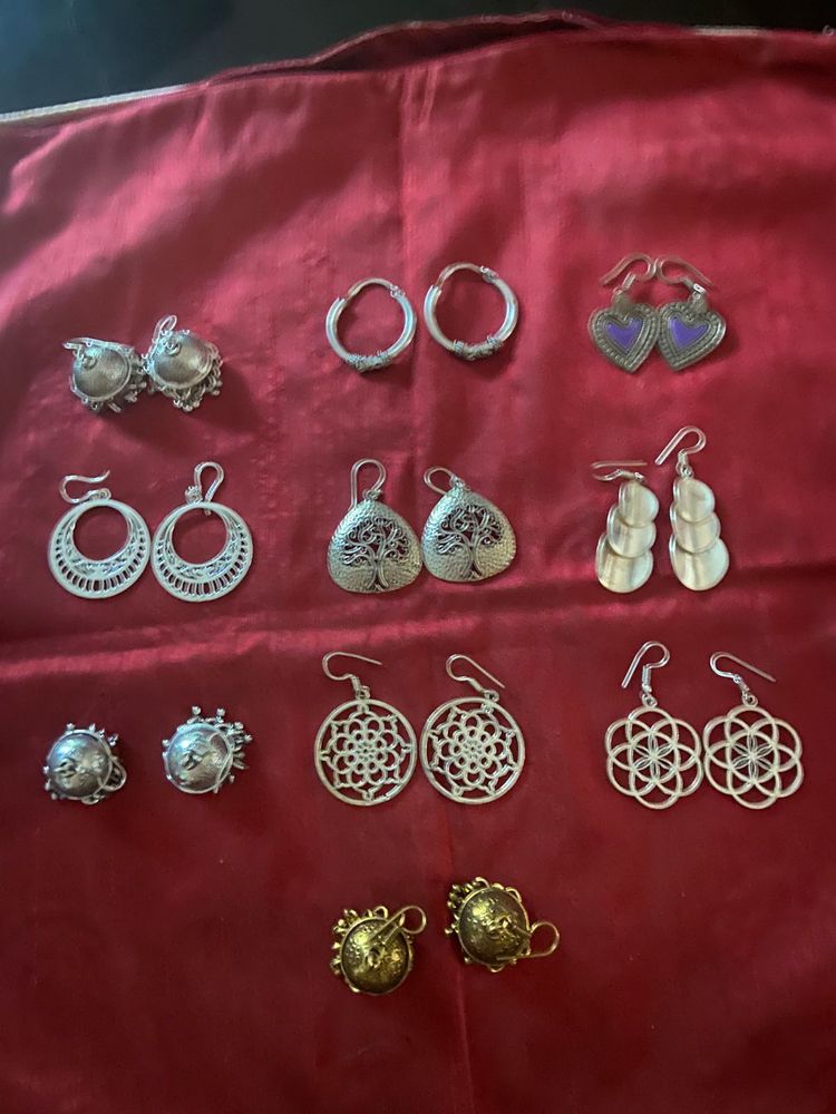 Oxidized Silver Boho Earrings Bundle