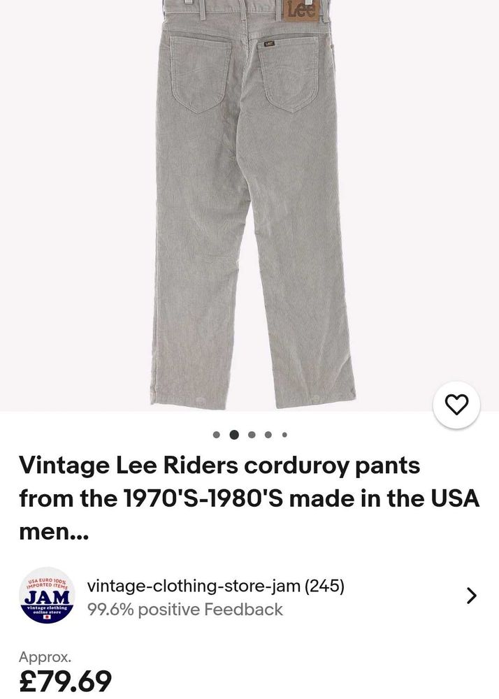 Vintage Lee Corduroy Pant
