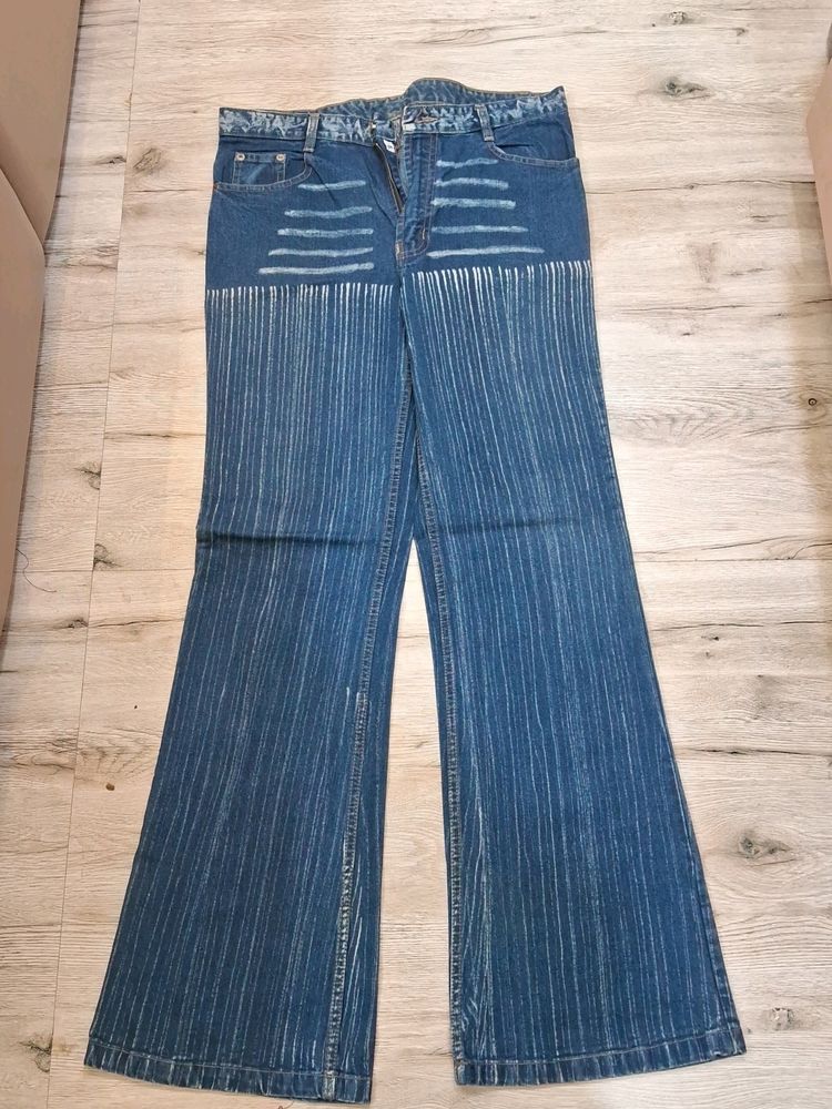 Bootcut Pinstripe Jeans For Men