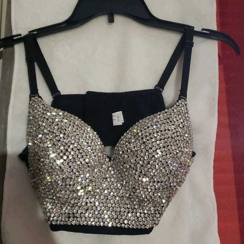 Sparkly Rhinestone Bra Top - Goa Collection