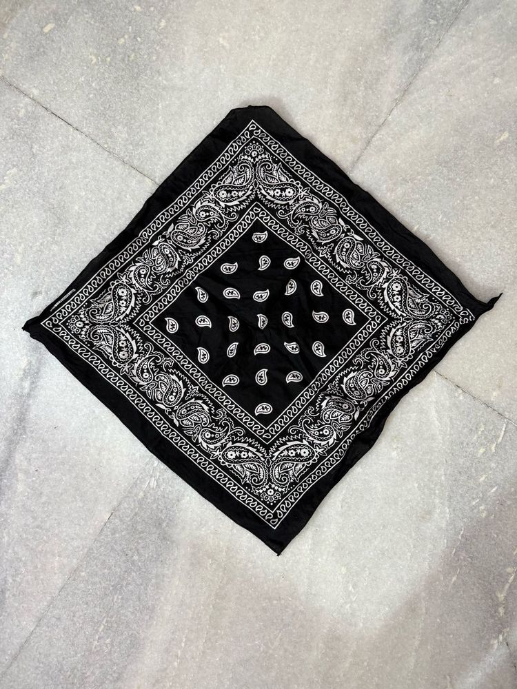 Black Printed Bandana