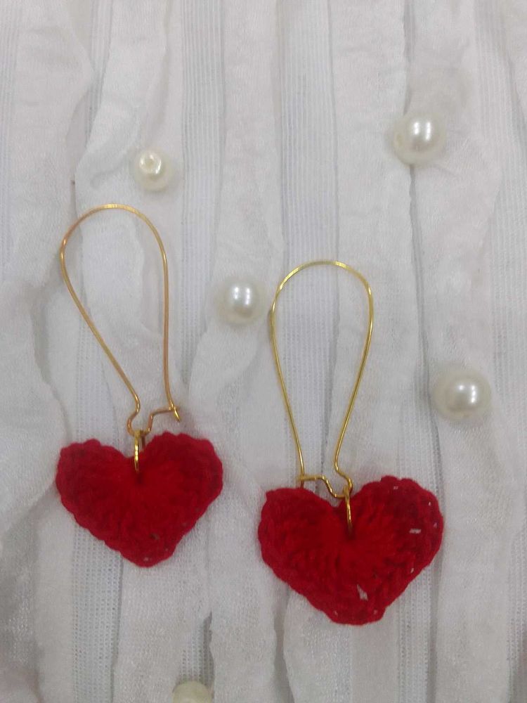 Red Crochet Heart jwellery set ❤️