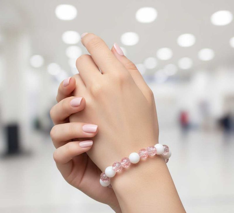 Pink &amp; White Beaded Bracelet