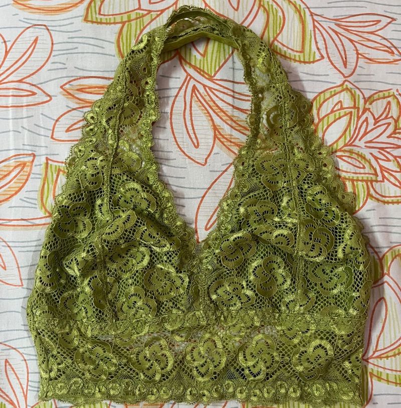 Green Lace Halter Bralette