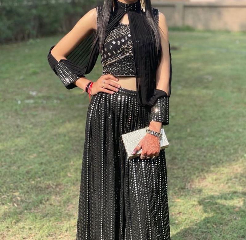 Black Sequin Lehenga Choli Set
